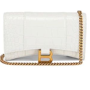 Balenciaga Hourglass Wallet on chain Bag White Croc